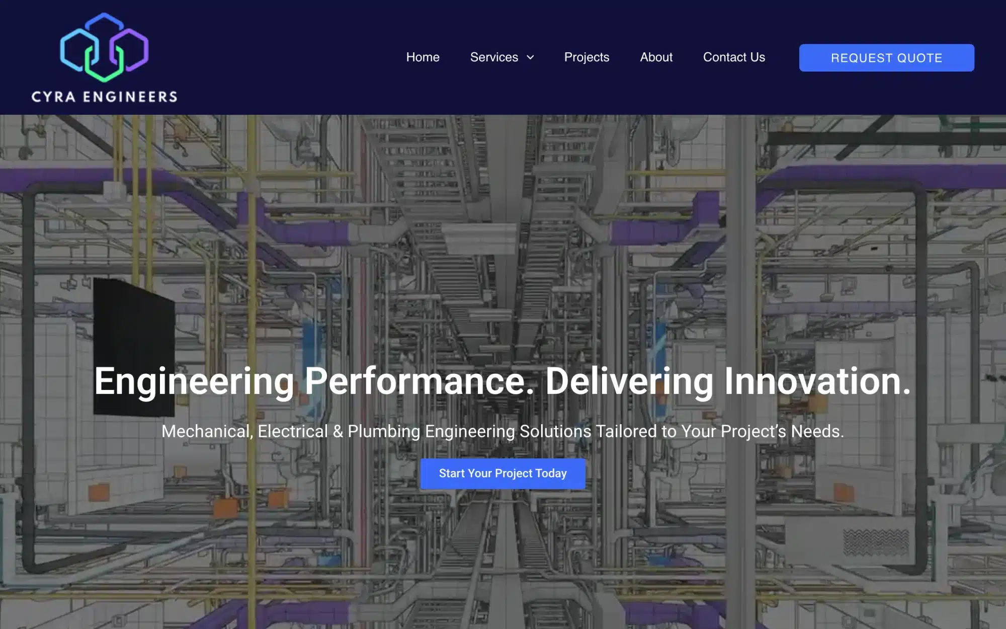 Cyra Engineers website, designed and built by WebCrafters