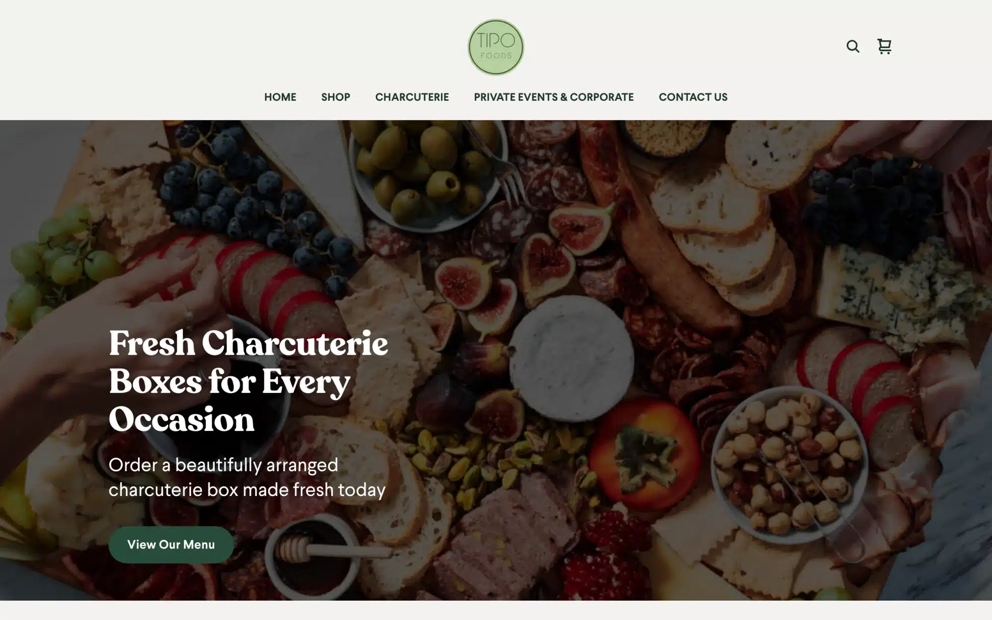 Tipo Foods website, designed and built by WebCrafters