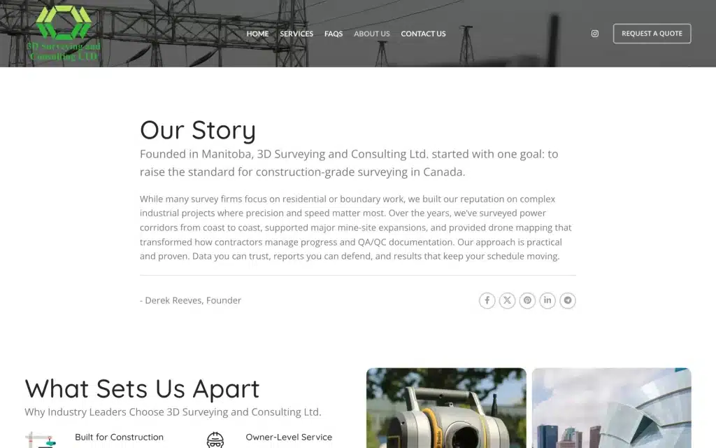 3D Surveying and Consulting website: Our story