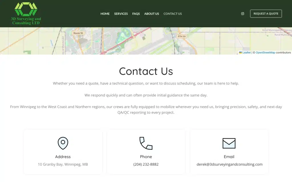 3D Surveying and Consulting website: Contact