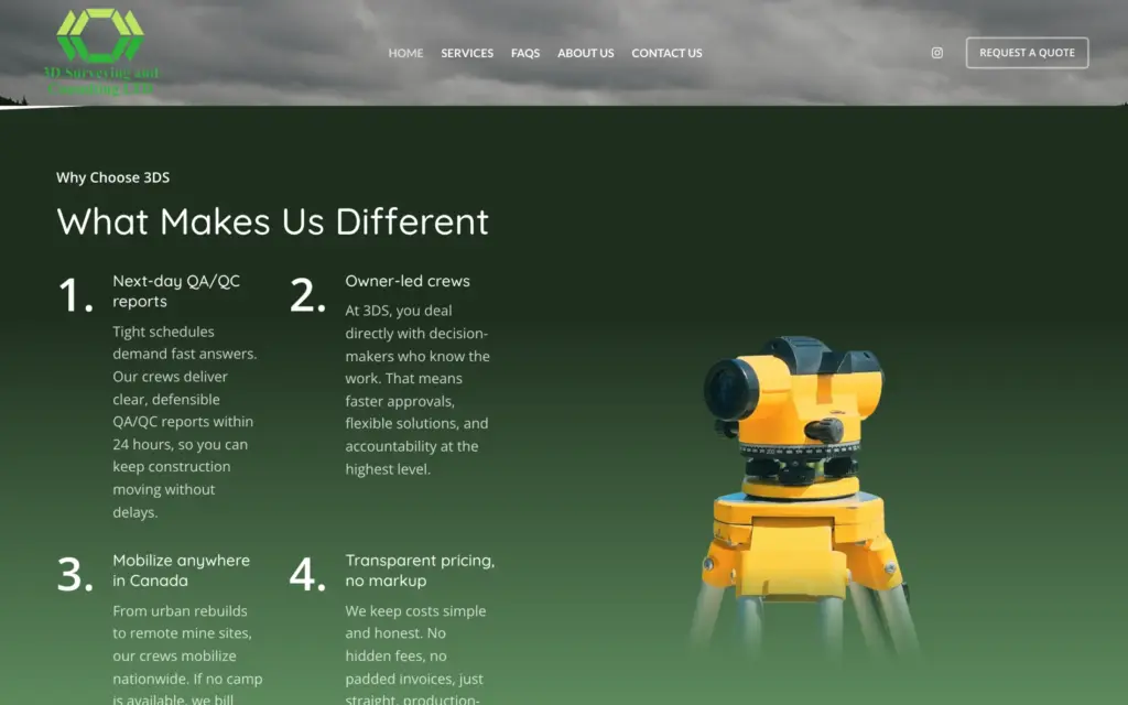 3D Surveying and Consulting website: What makes them different