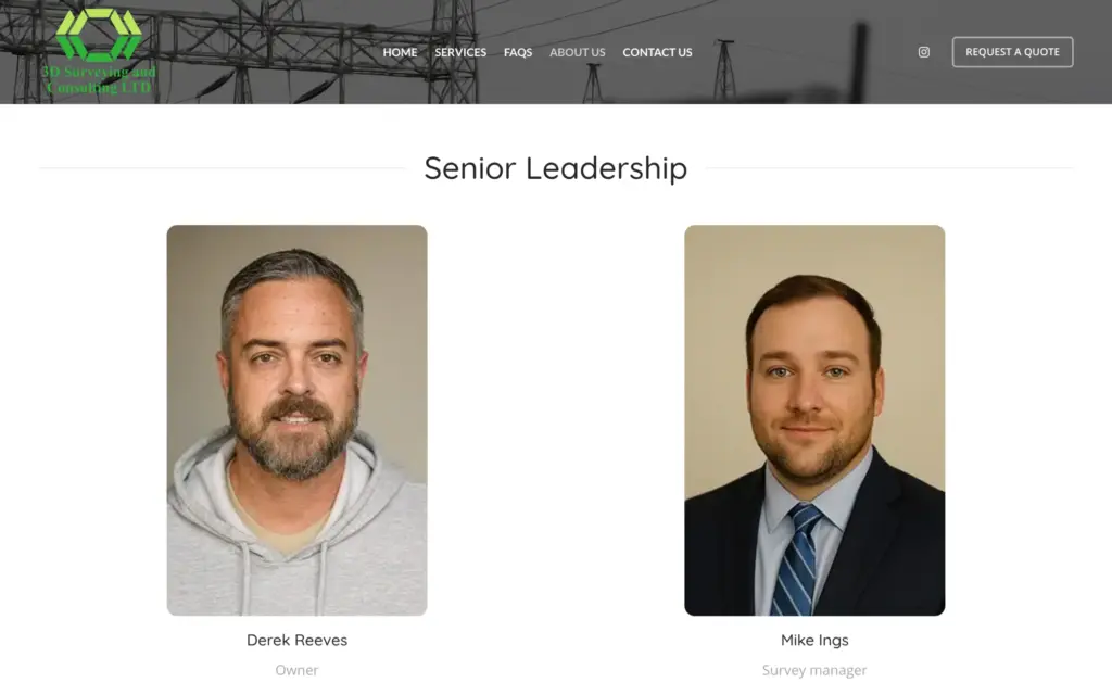 3D Surveying and Consulting website: Senior leadership