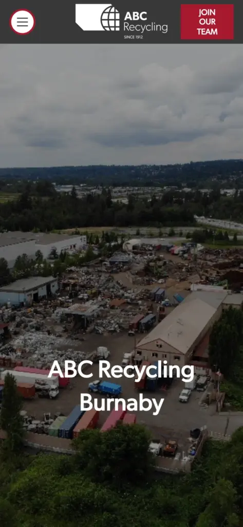 ABC Recycling website: Burnaby yard on a phone