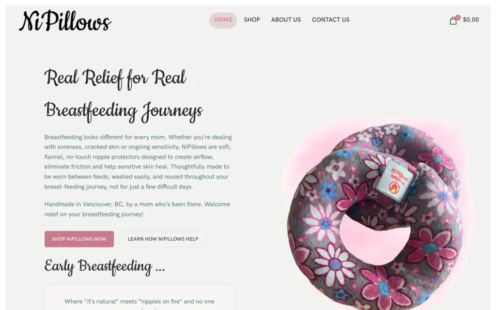 NiPillows website: Home page