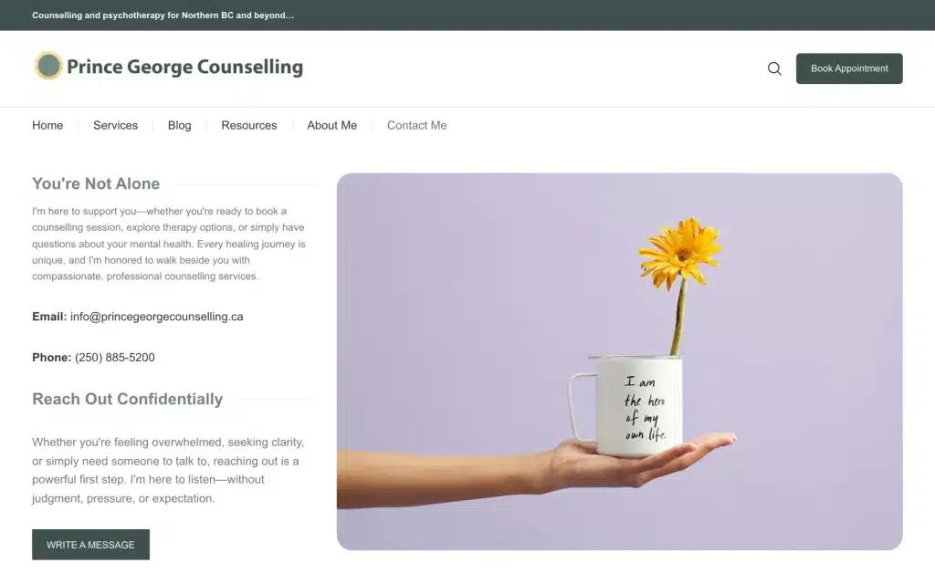 Prince George Counselling website: Contact