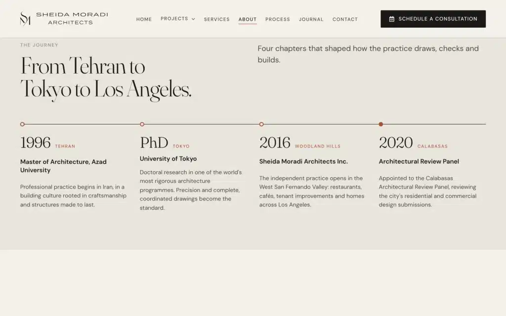 Sheida Moradi Architects website: About