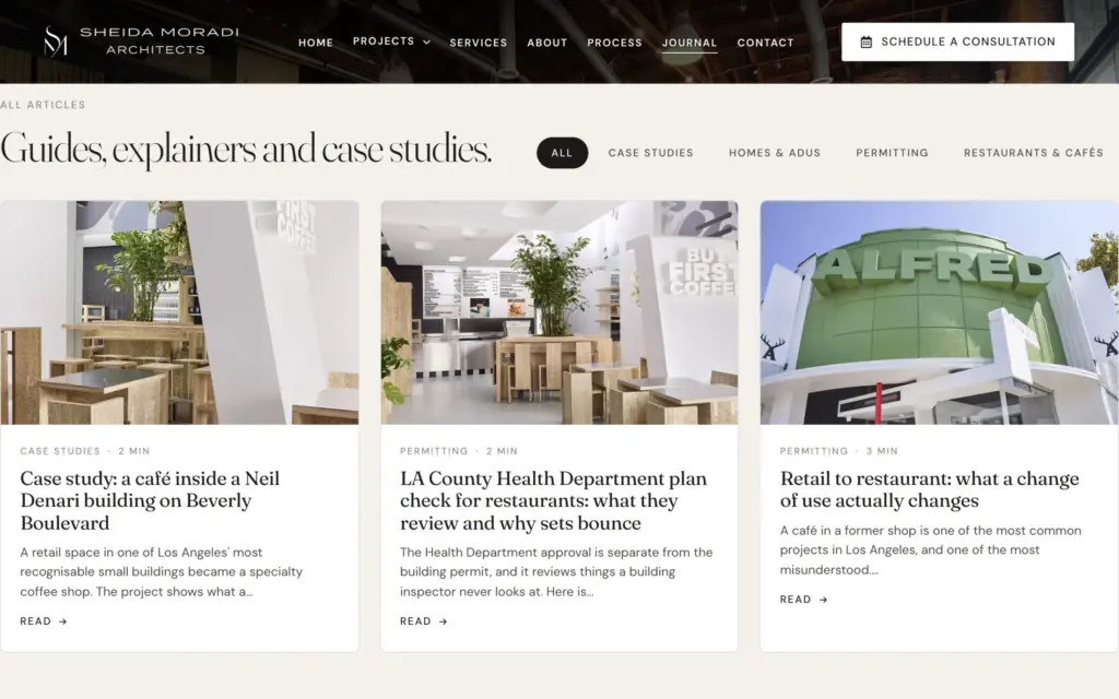 Sheida Moradi Architects website: Journal