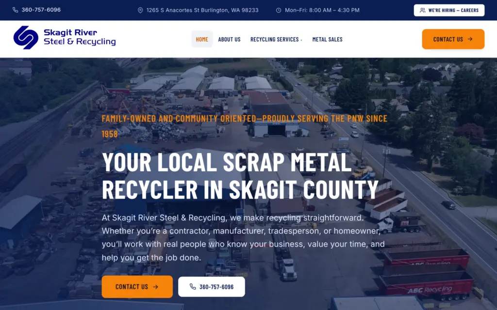 Skagit River Steel and Recycling website: Home page