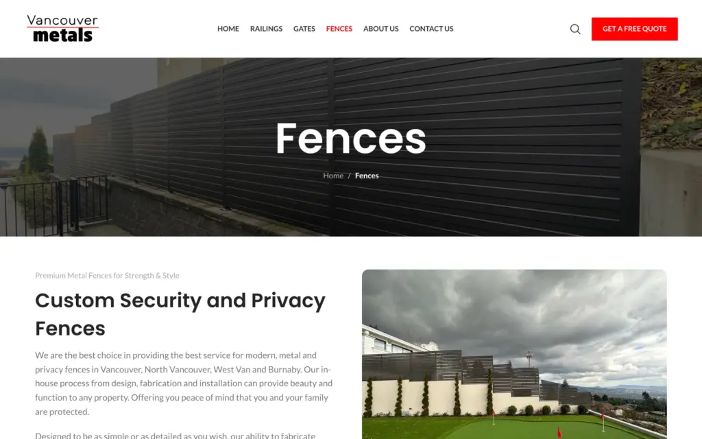 Vancouver Metals website: Fences