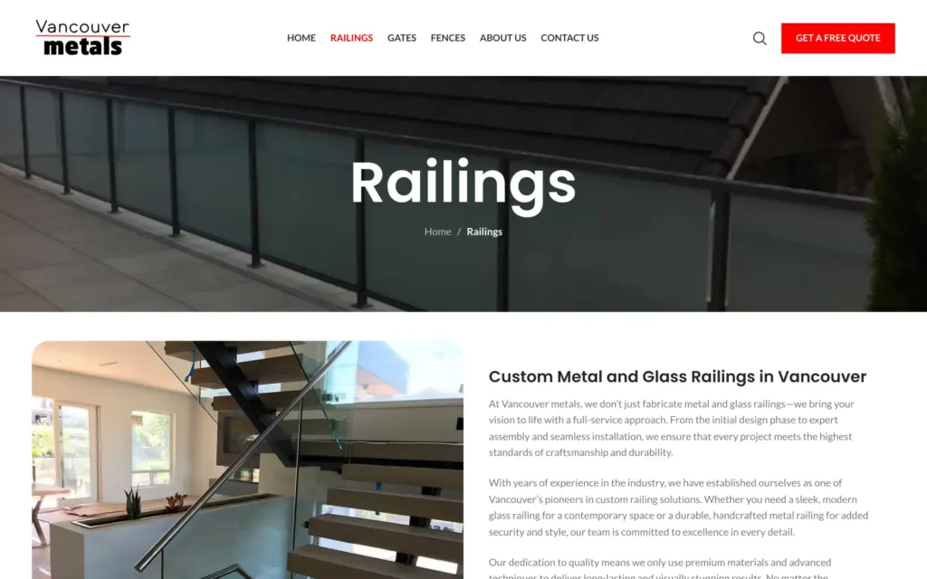 Vancouver Metals website: Railings