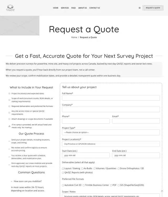 3D Surveying and Consulting wireframe: Request a quote