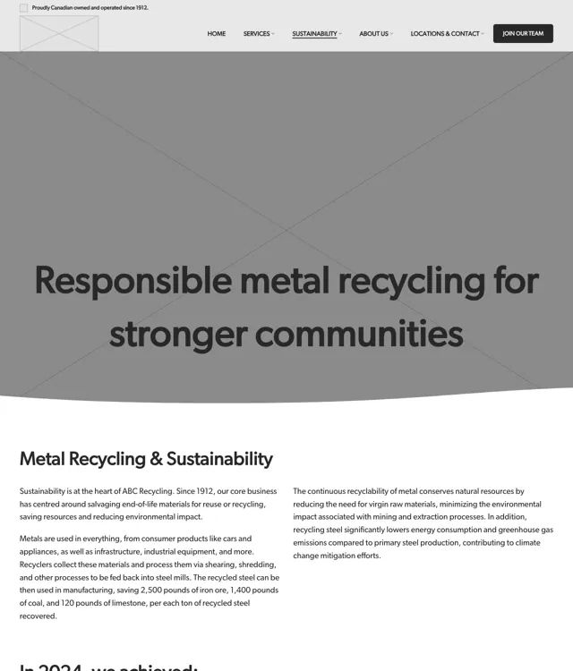 ABC Recycling wireframe: Sustainability