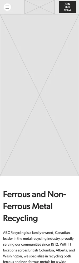 ABC Recycling wireframe: Home, phone