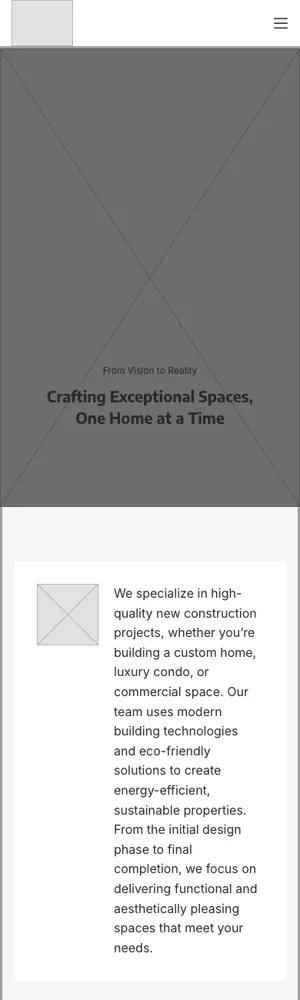Apexia Construction wireframe: New construction, phone