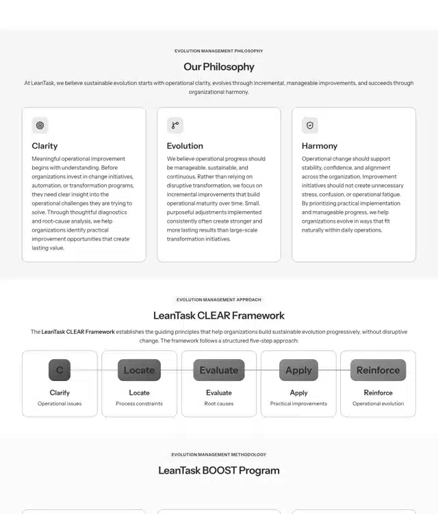 LeanTask BOOST wireframe: Philosophy and framework