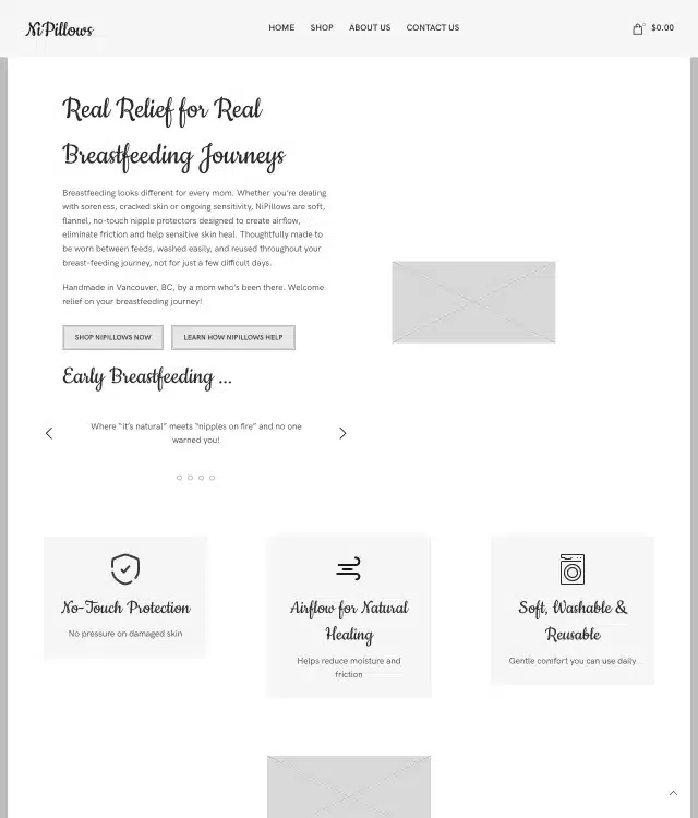 NiPillows by Nipple911 wireframe: Home