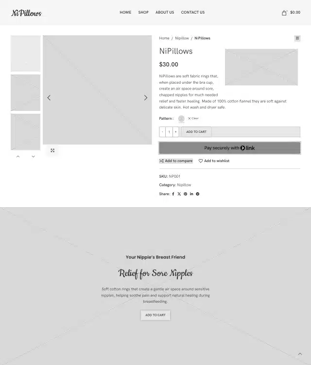 NiPillows by Nipple911 wireframe: Product page