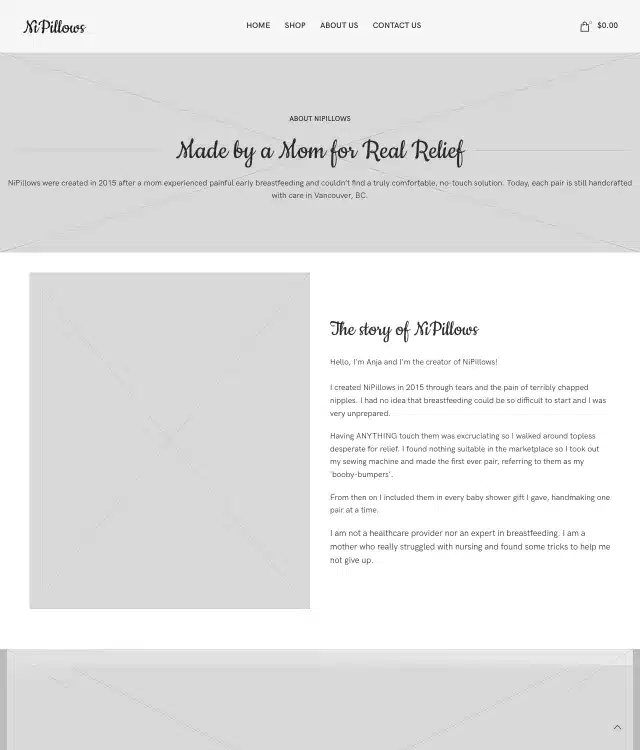 NiPillows by Nipple911 wireframe: About NiPillows