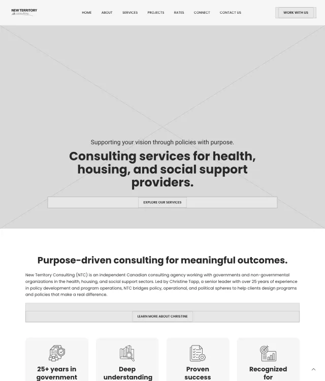 New Territory Consulting wireframe: Home