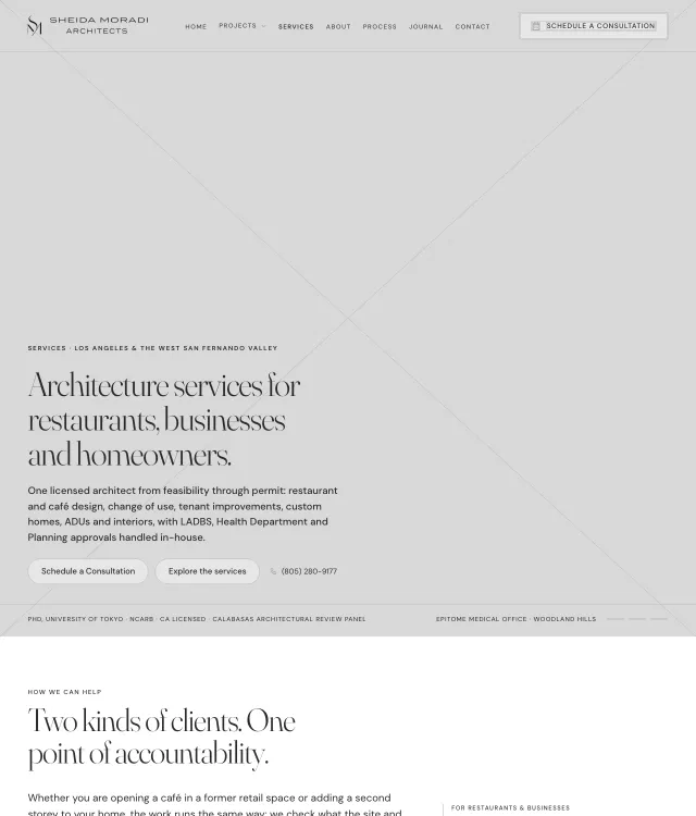 Sheida Moradi Architects wireframe: Services