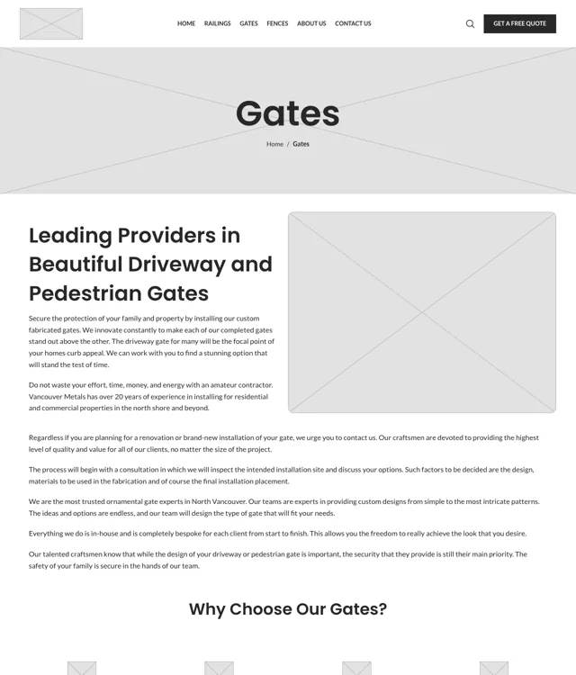 Vancouver Metals wireframe: Gates