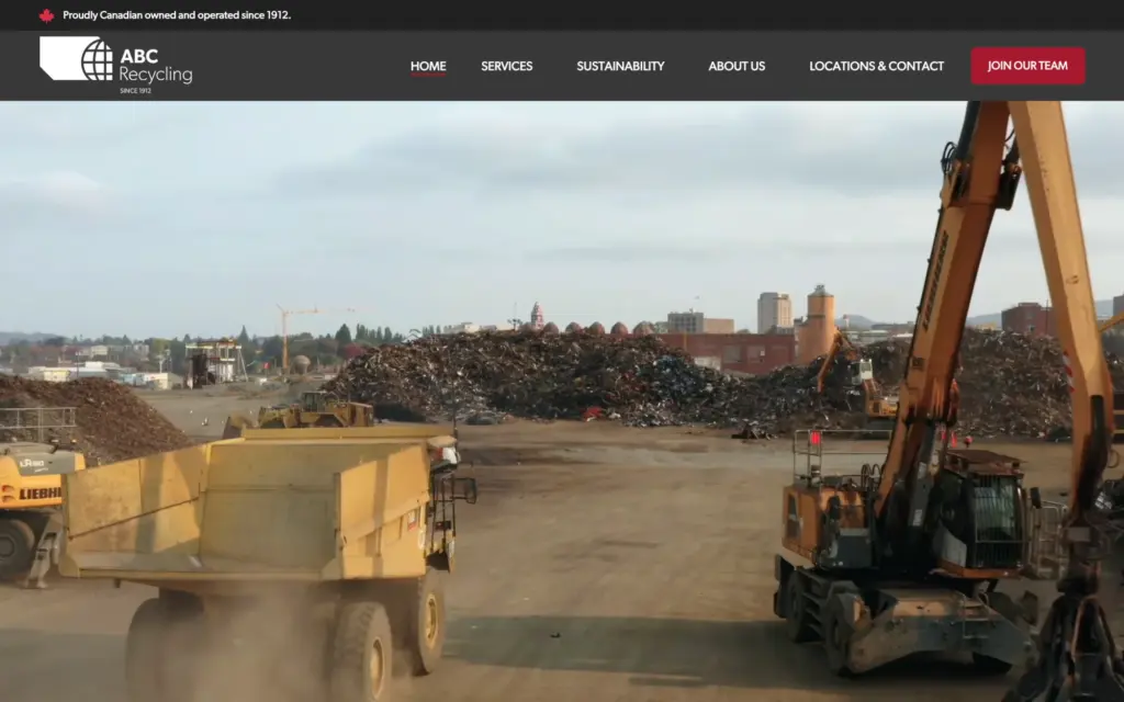 ABC Recycling website home page