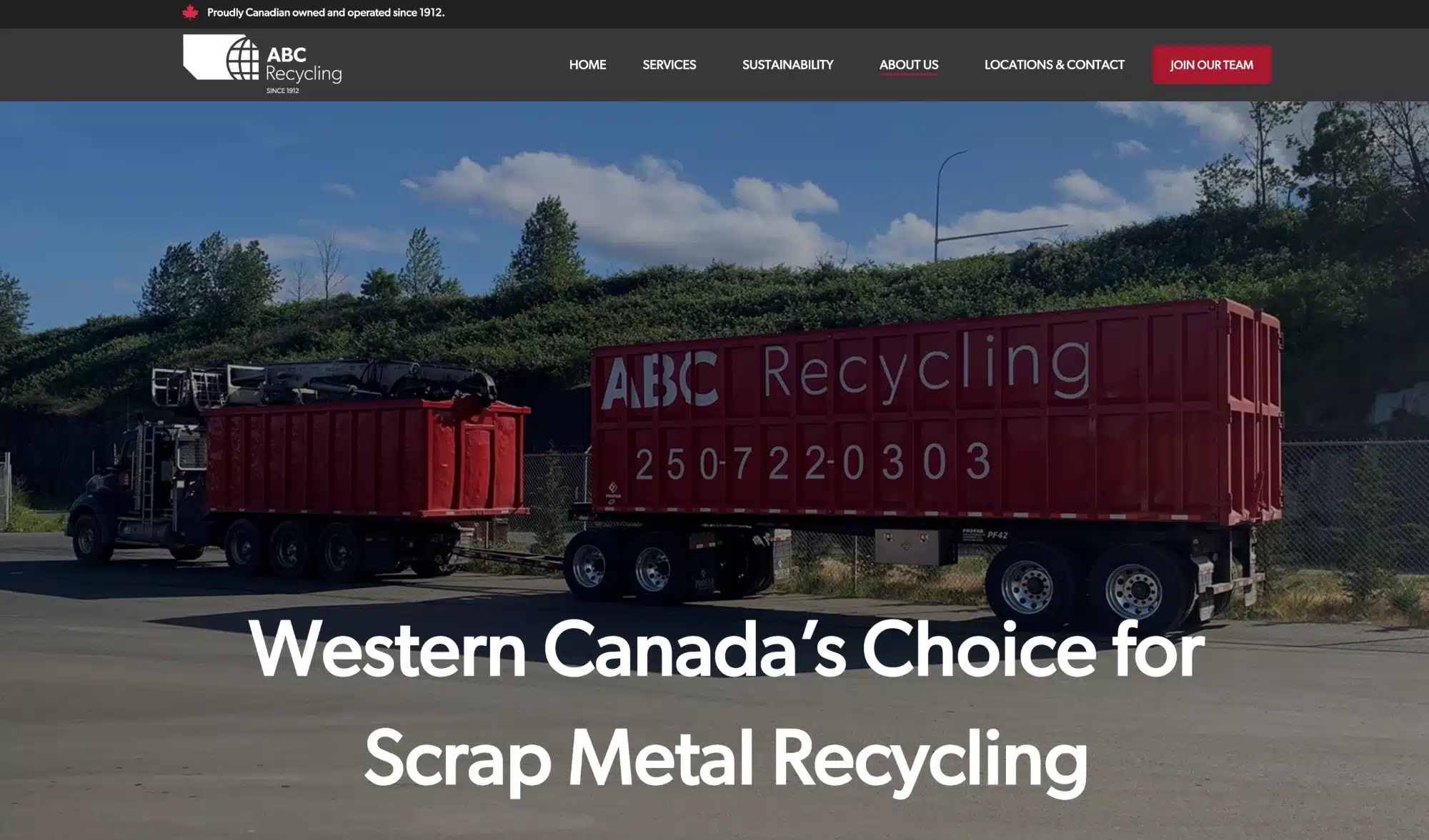 ABC Recycling website, designed and built by WebCrafters