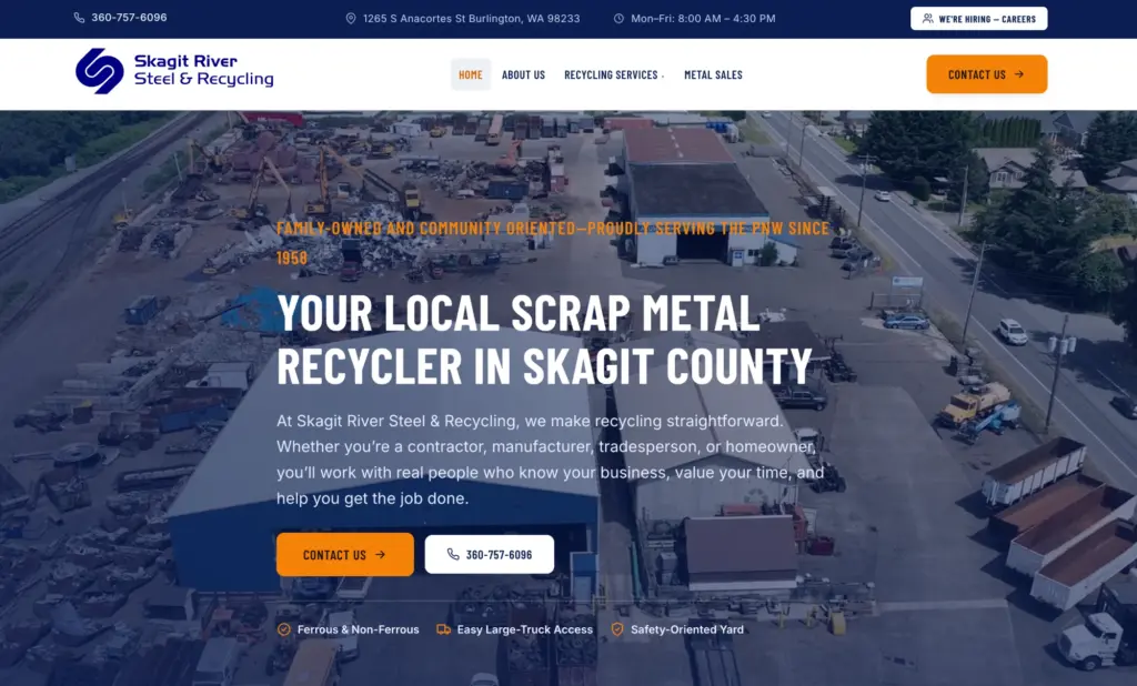 Skagit River Steel & Recycling website home page