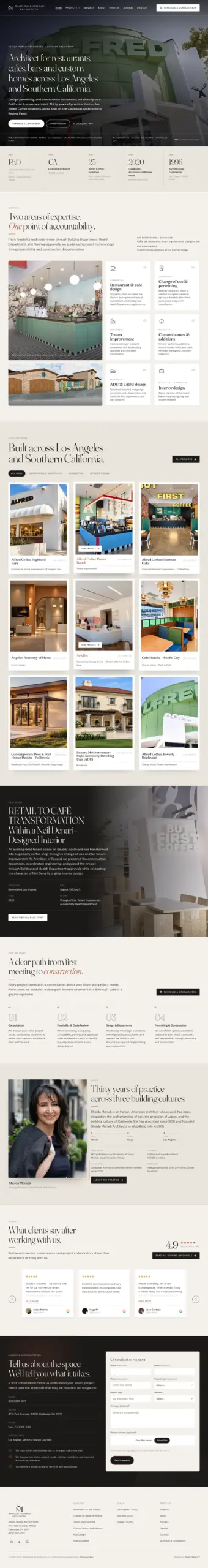 Full page of the Sheida Moradi Architects website