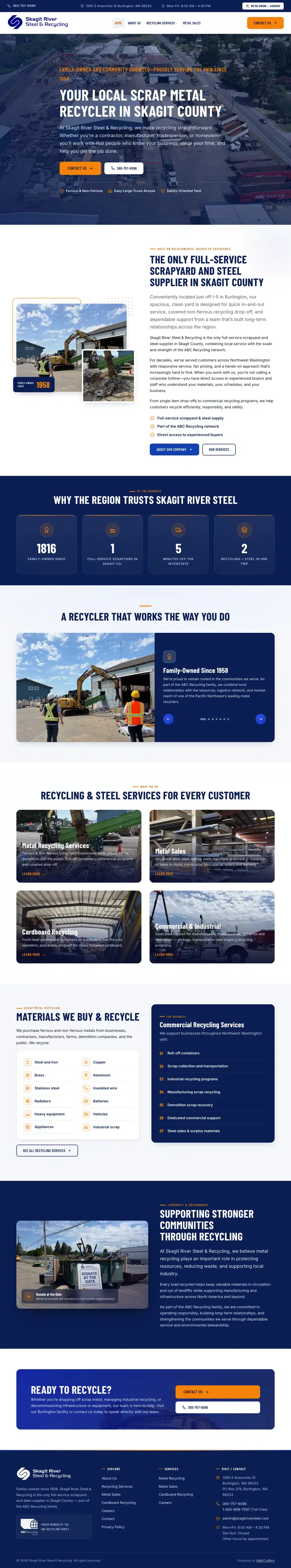 Full page of the Skagit River Steel & Recycling website