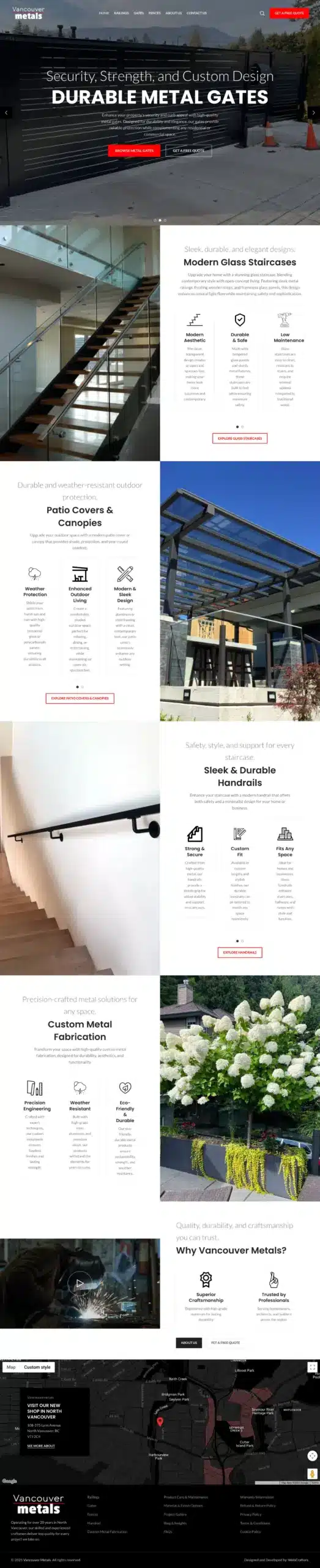 Full page of the Vancouver Metals website